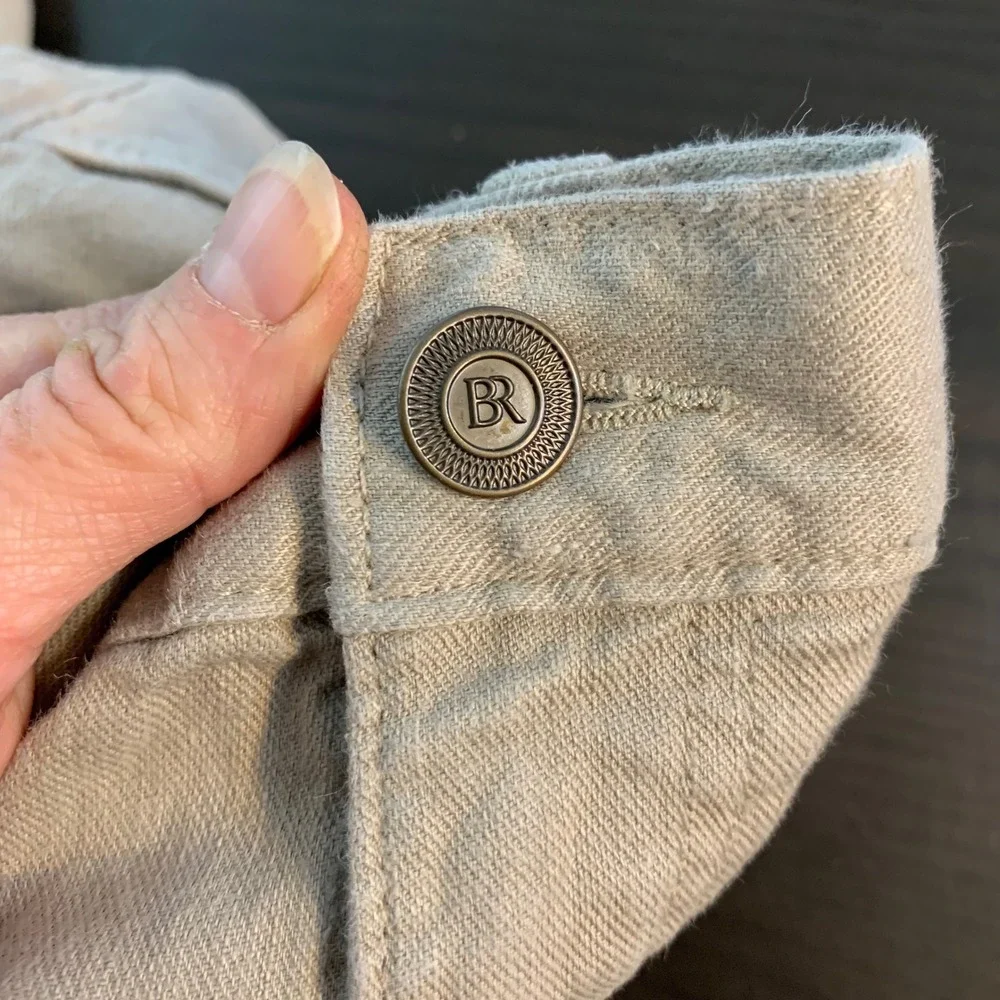 Banana Republic Mens Traveler Slim Linen Cotton Pants‎ Khaki Tan 34x30 (36x28.5)
